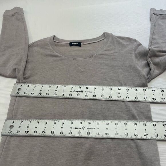 Monrow Grey Crewneck Pullover Long Sleeve Shirt Size Small - Picture 3 of 8